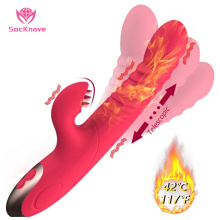 SacKnove Heating Telescopic Swing Function 23cm Big Rotated Rabbit Tongue Product Clitoris Massager Silicone Vibrators Adult Toy